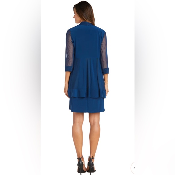 R&M Richards Shift Dress and Jacket set with Textured Detail and Sheer Panels - Picture 2 of 5